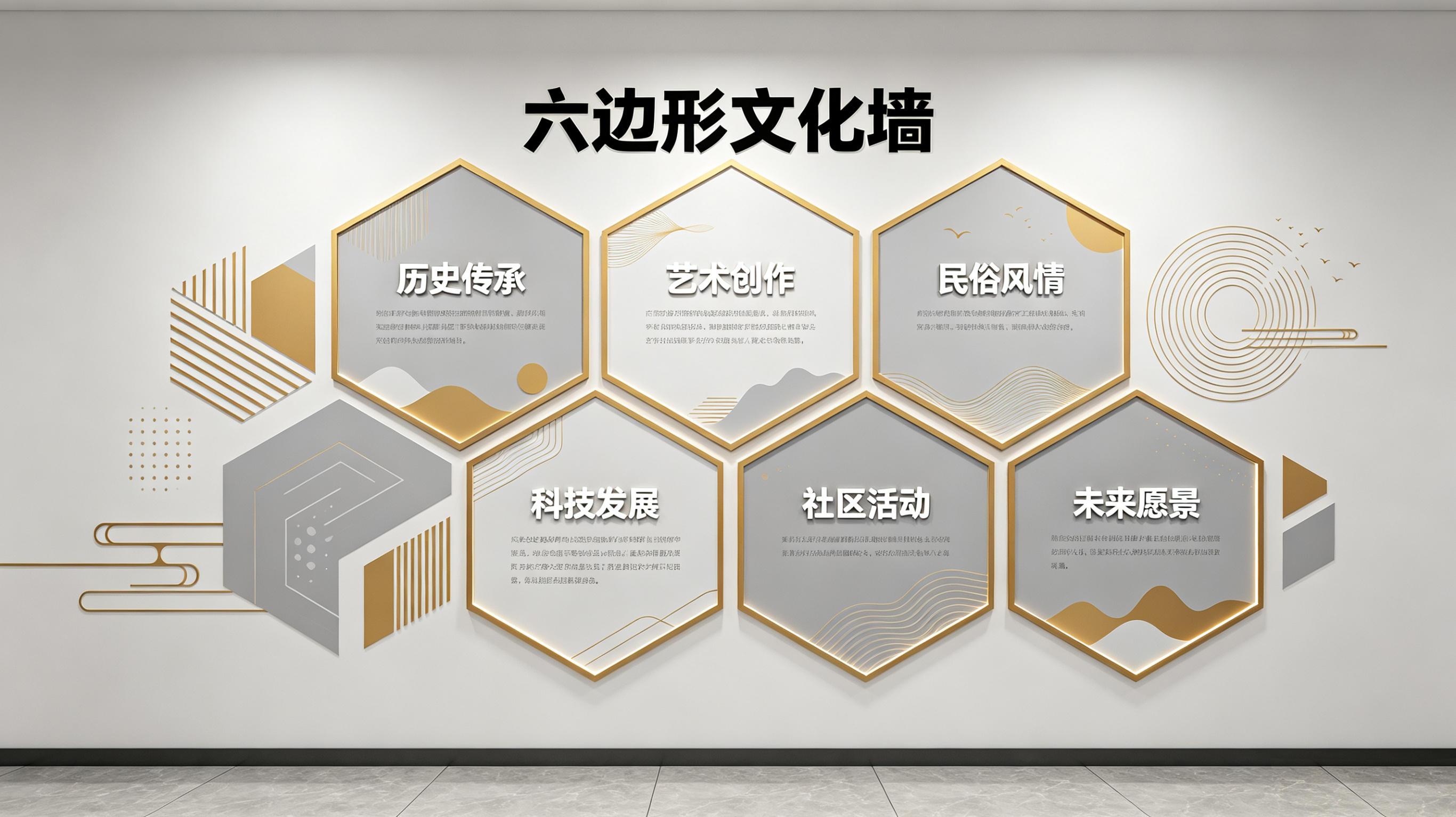 五峰企业文化墙 | 六边形信息美学